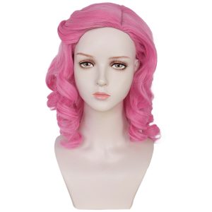 Descendants Pink Wig, Descendants 4 The Rise of Red - Wavy Halloween Queen of Hearts Bridget Cosplay Wig Costume Wigs for Kids Adults Women Costume Cosplay, Halloween Party