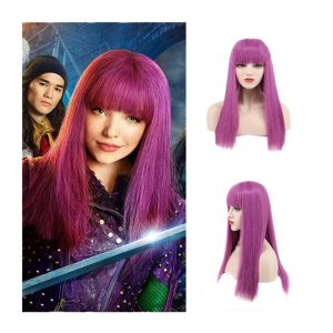 Descendants Pink Purple Wig, Descendants 2 The Rise of Red - Mal Pink Purple Costume Accessory Long Straight Pink Purple Wigs for Women Kids Girls Cosplay, Costume, Halloween Party