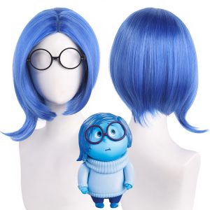 Inside Out Cosplay Wig, Navy Blue Bob Wig Cosplay Short Blue Wig Women Upset Wigs Saddness Royal Wigs Girls Anime Outfit Synthetic Hair for Anime Cosplay Wig for Halloween Party Costume Outfit